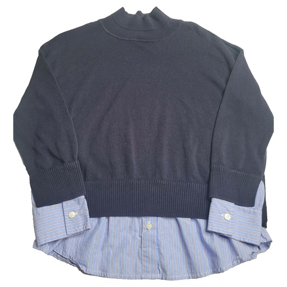Talbots Sweaters - Talbots Petite Navy Sweater Striped Blue Shirt Women's Petite Medium